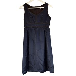 Proenza Schouler for Target Navy Black Satin Empire Waist Dress Size 3 100% Silk